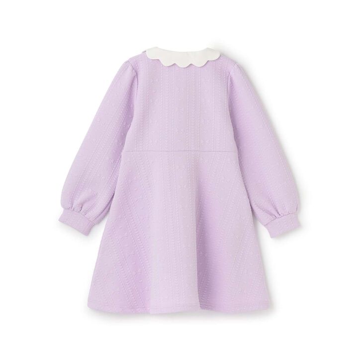 Ballet Scallop Trim Front-Opening Jacquard One-Piece Dress,Lavender, medium image number 1