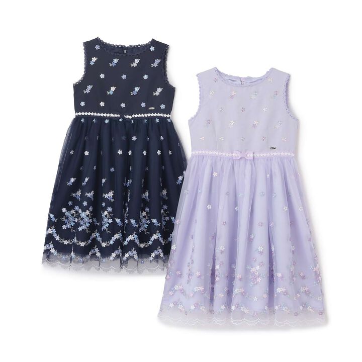 Flower Embroidery Tulle One-Piece Dress,Lavender, medium image number 10