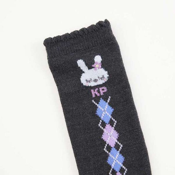 [Made in Japan] KPDECO Argyle Pattern Knee-High Socks (15-23),Charcoal gray, medium image number 2