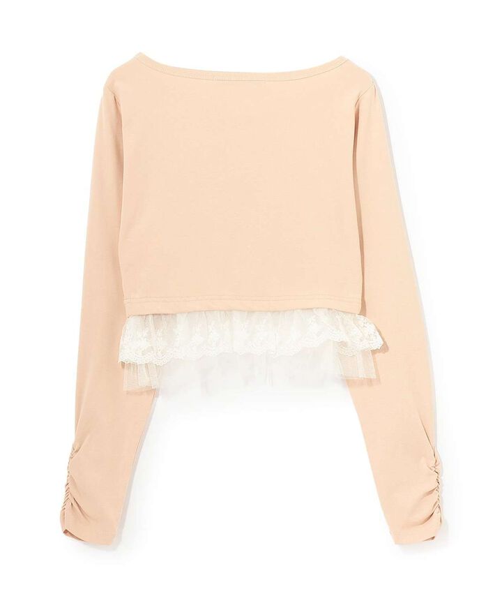 Hem Frill Rhinestone T-Shirt [Korean Fashion],Pink, medium image number 9