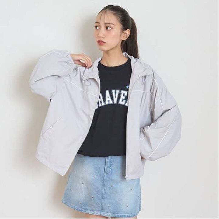 Water-Repellent Piping Nylon Blouson,Ivory, medium image number 6