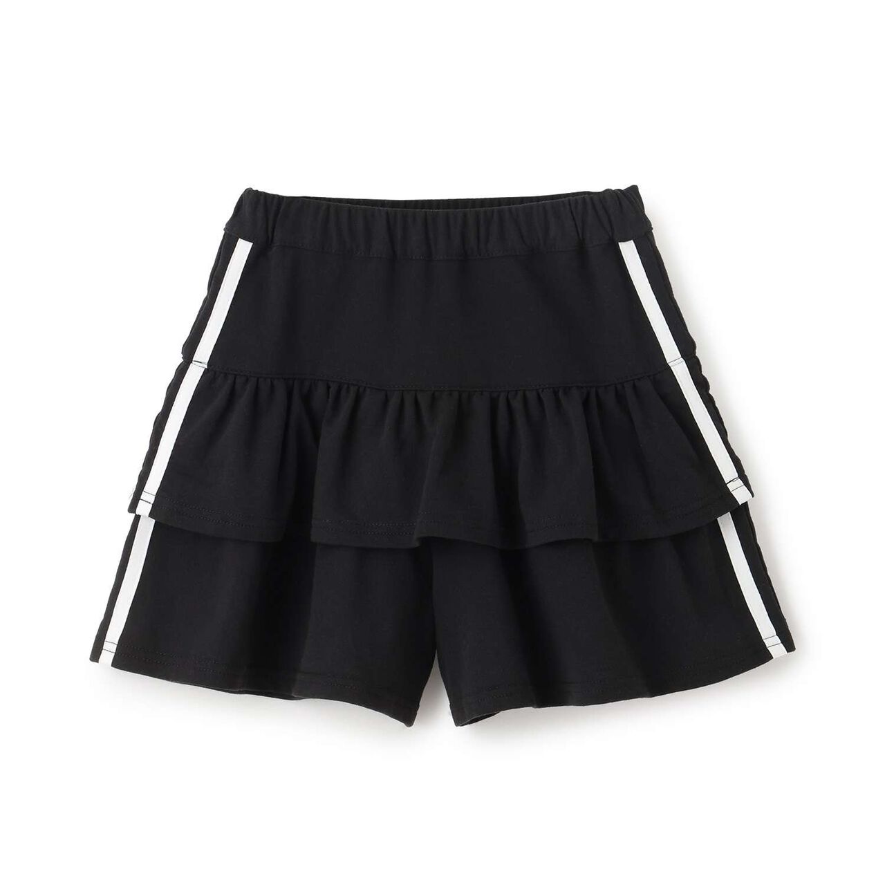 Cut and Sew Tiered Skirt with Shorts,Black, large image number 12
