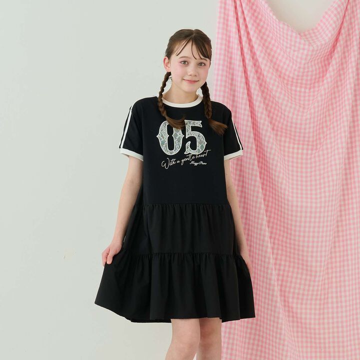 Cool Touch Numbered Tiered One-Piece Dress,Black, medium image number 10