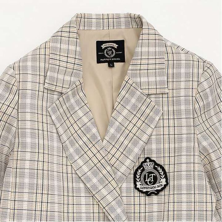 [Graduation Attire] Emblem Jacket and Shorts Outfit Set,Gray, medium image number 14