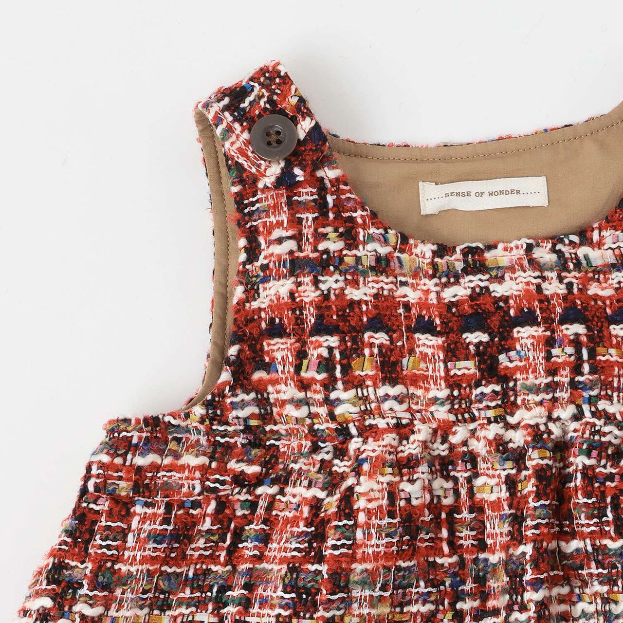 Roving Check Jumper Skirt,Red, large image number 3