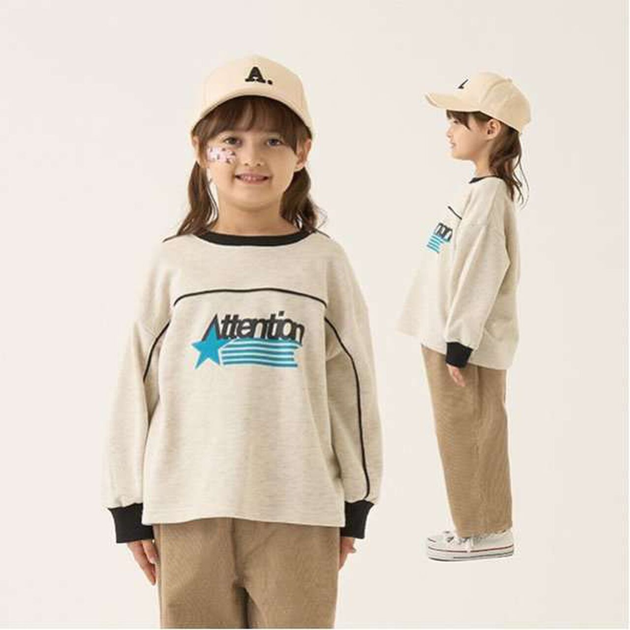 Pilling-Resistant Bi-Color Sweatshirt,Milky white, large image number 0