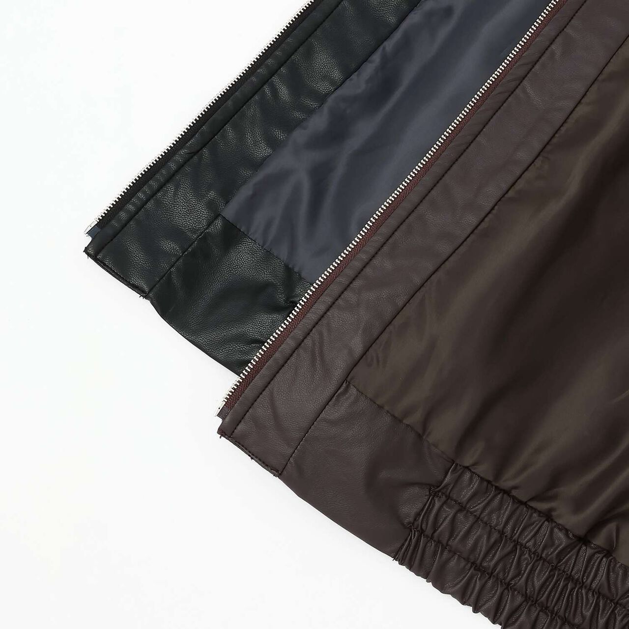 [Machine Washable] Faux Leather Bomber Jacket,Black, large image number 6