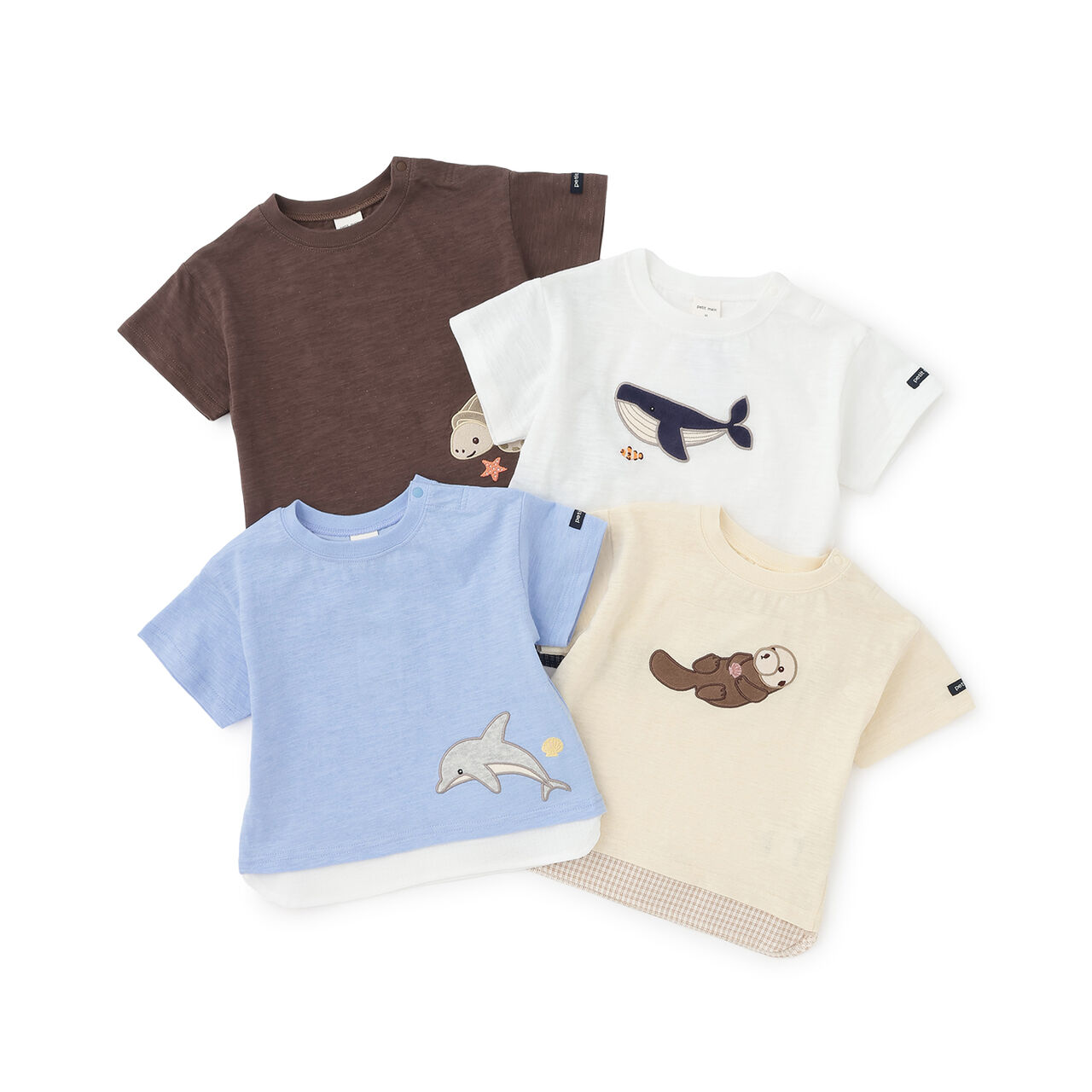[Cool Touch] Marine Friends Appliqu&eacute; Short Sleeve T-Shirt,Golden tea, large image number 12