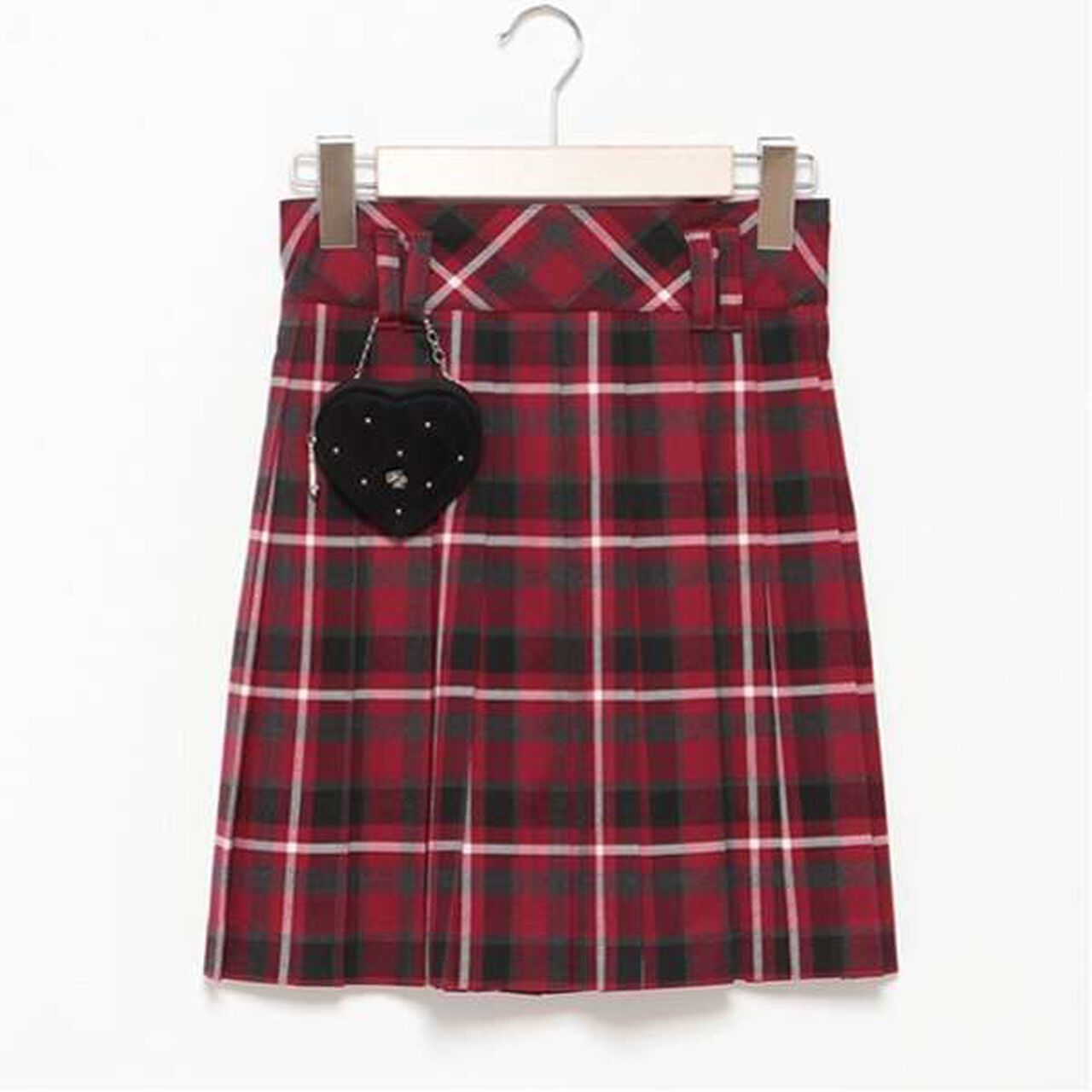 Heart Mini Bag Included Custom Check Pleated Skirt,Deep red, large image number 6