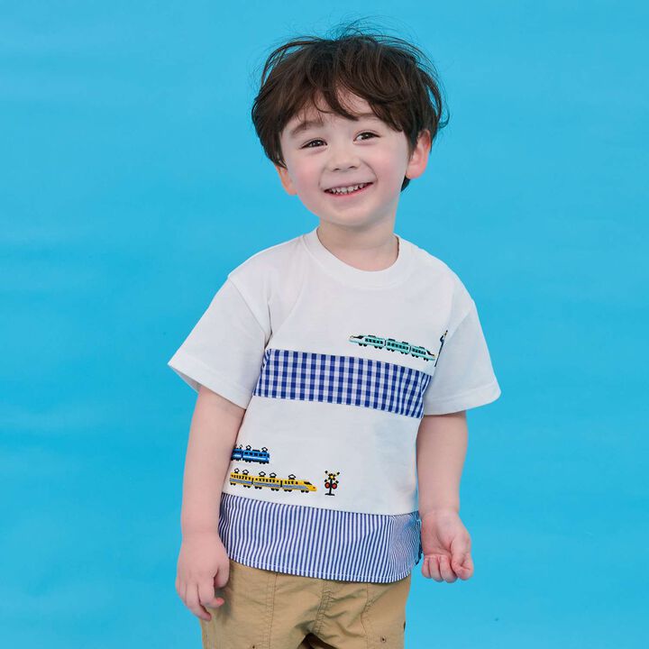 Train Embroidery Color Block Short Sleeve T-Shirt,, medium