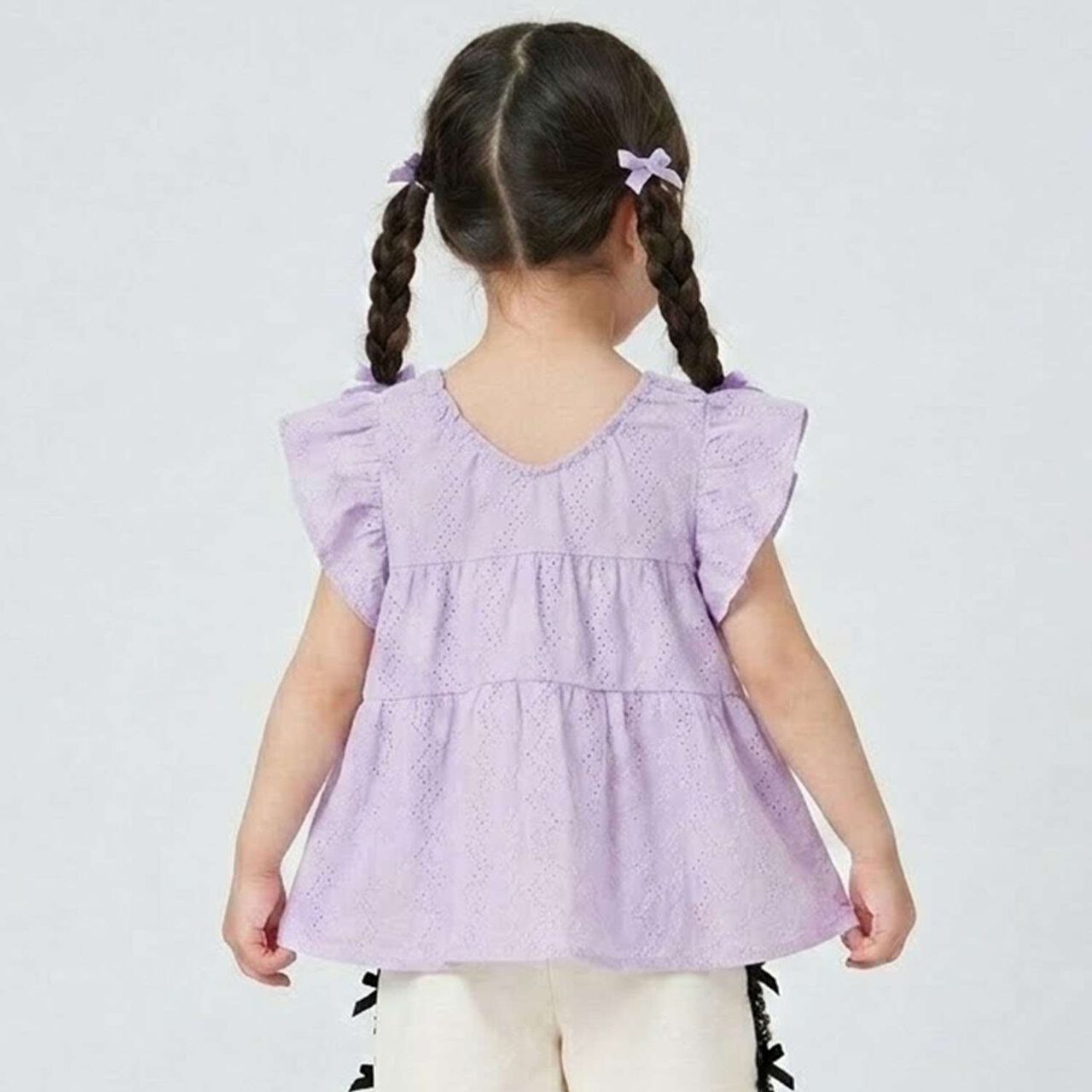 Floral Embroidered Cotton Lace Tunic,Off white, large image number 2