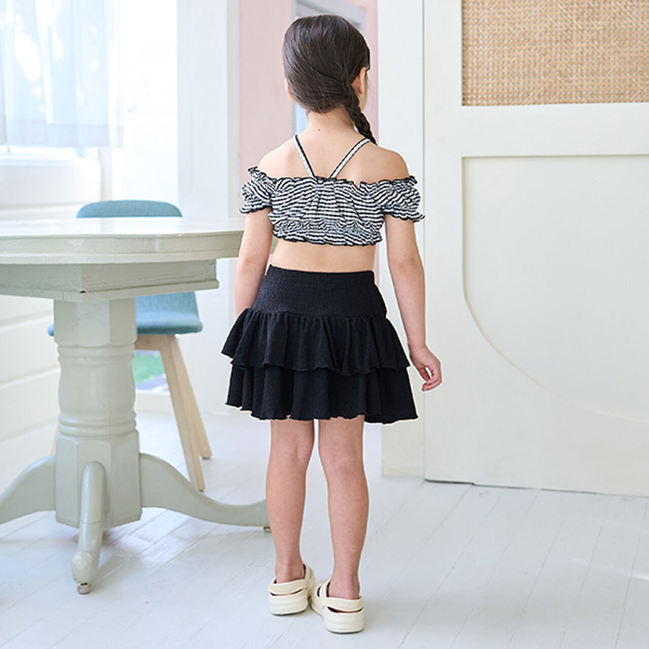 [SWIM] [UV Processing] Gingham Check Gathered Two-Piece Set,Black, large image number 18