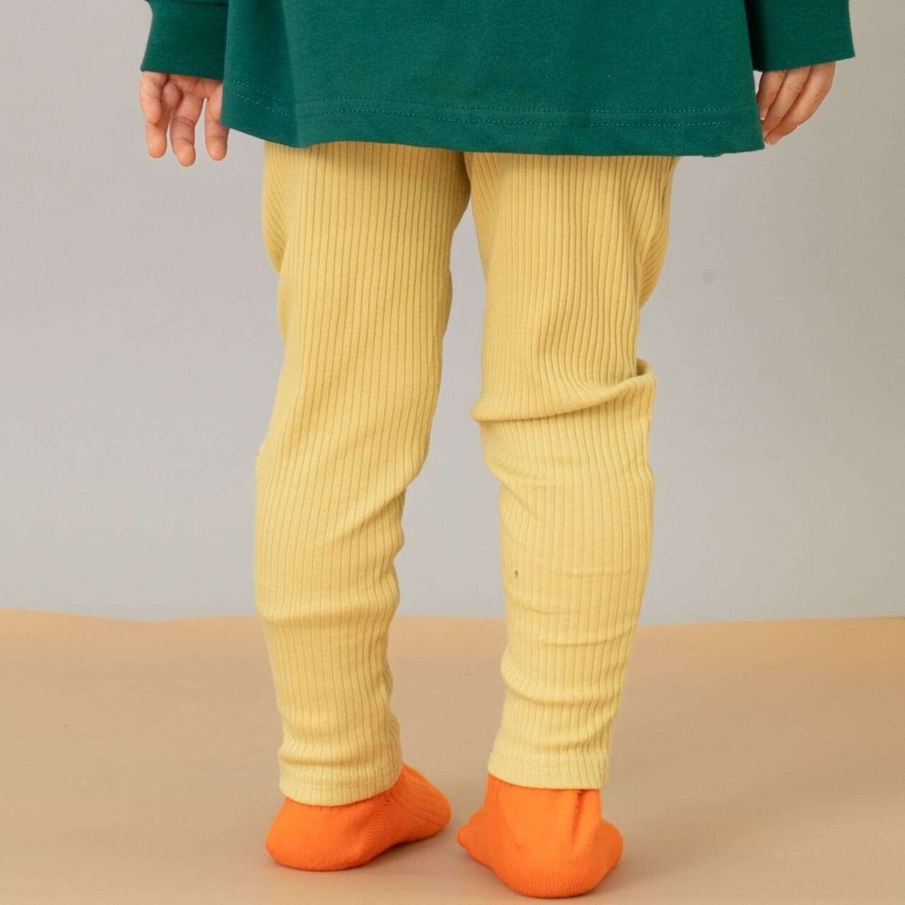 [365D.] Anti-Stain Ribbed Leggings,Mustard, large image number 3