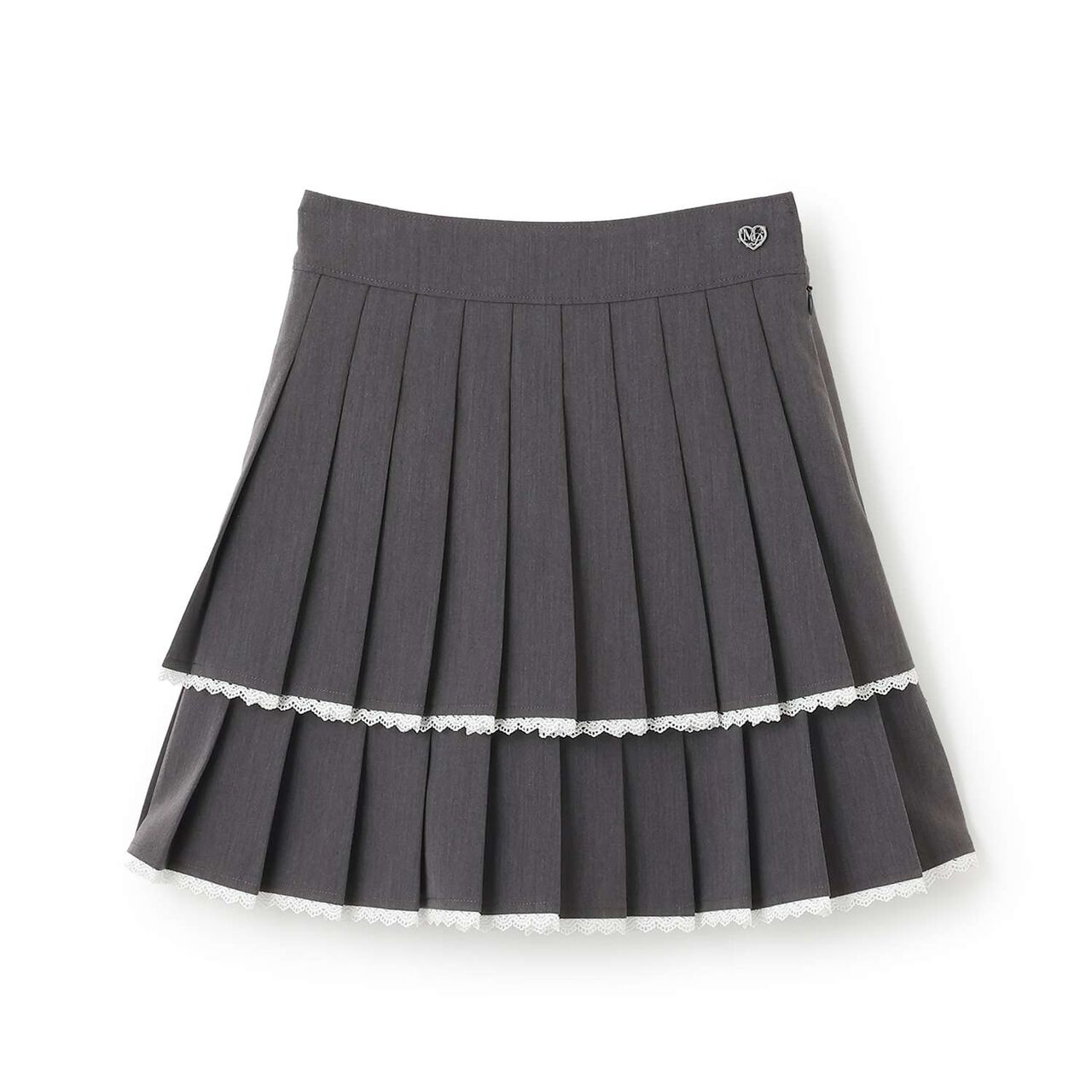 Trim Lace Double Layer Pleated Skirt-Pants,Black, large image number 12