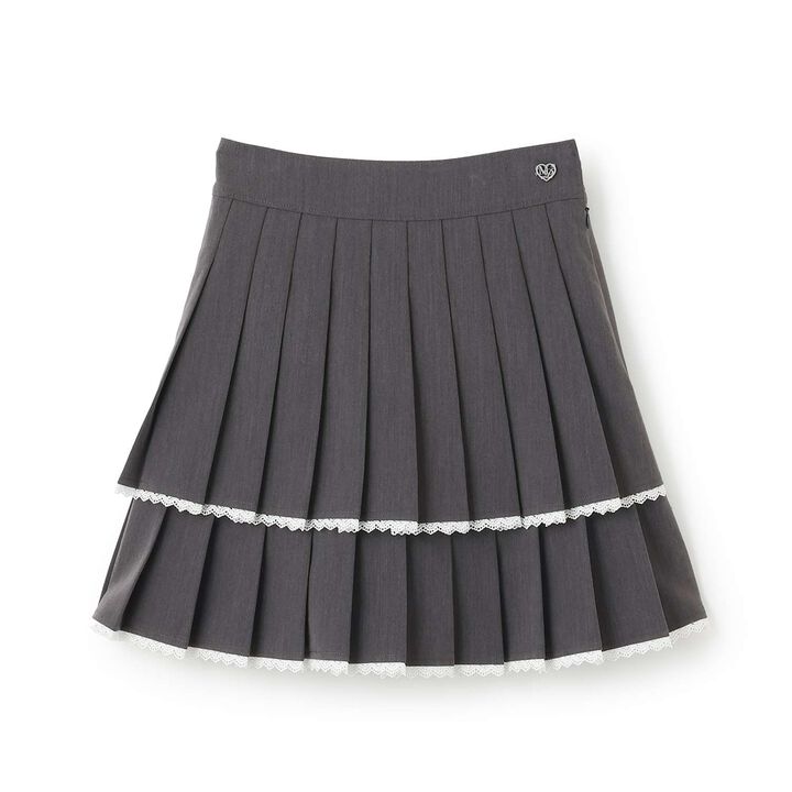 Trim Lace Double Layer Pleated Skirt-Pants,Black, medium image number 12