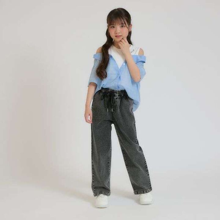 Shoulder Cutout Sheer Check Docking Shirt,Off white, medium image number 17