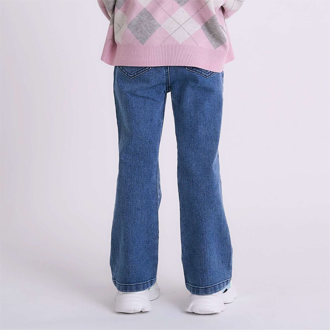 Stretch Denim Flared Pants,Blue, large image number 5