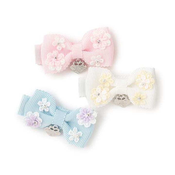 Flower Ribbon Hair Clip,Off white, medium image number 7