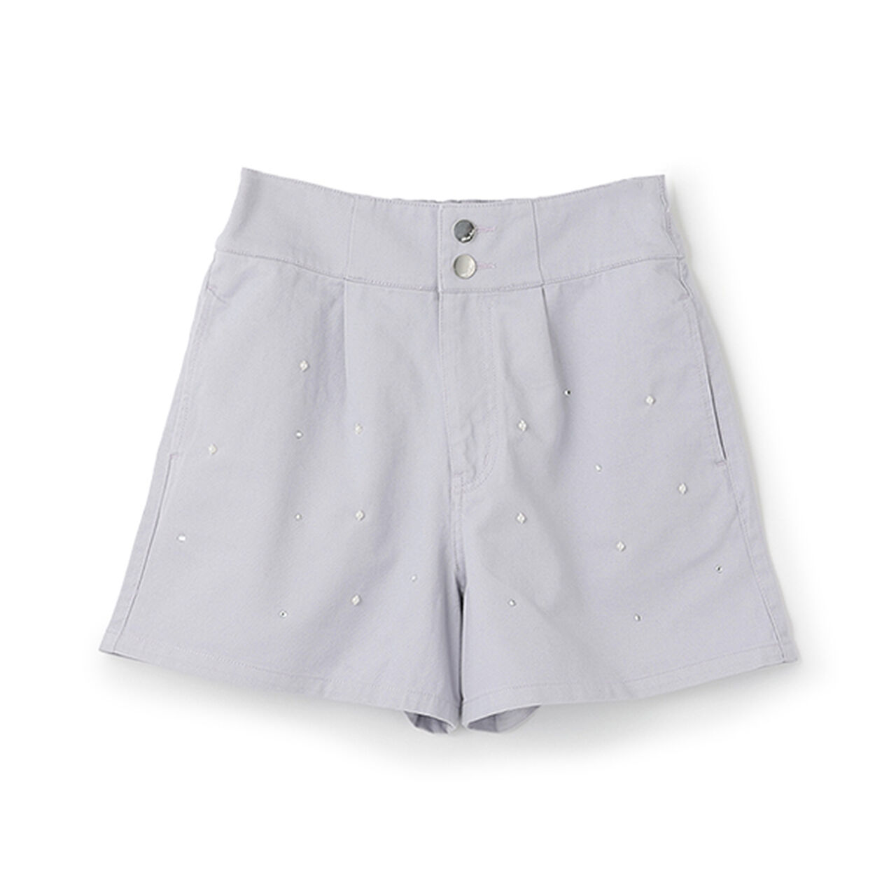 High-Waisted Shorts with Pearls & Rhinestones,Purple, large image number 0