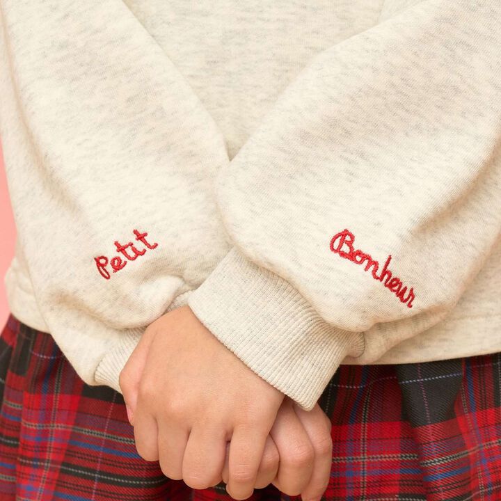 Quick-Dry Fleece Sweatshirt with Single-Point Embroidery,Smoke white, medium image number 30