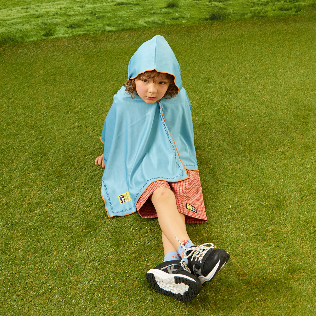 Hooded Mini Poncho,Blue, large image number 17