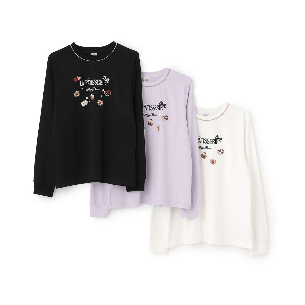 Chocolate Sweets Embroidery Long-Sleeve Shirt,Off white, large image number 6