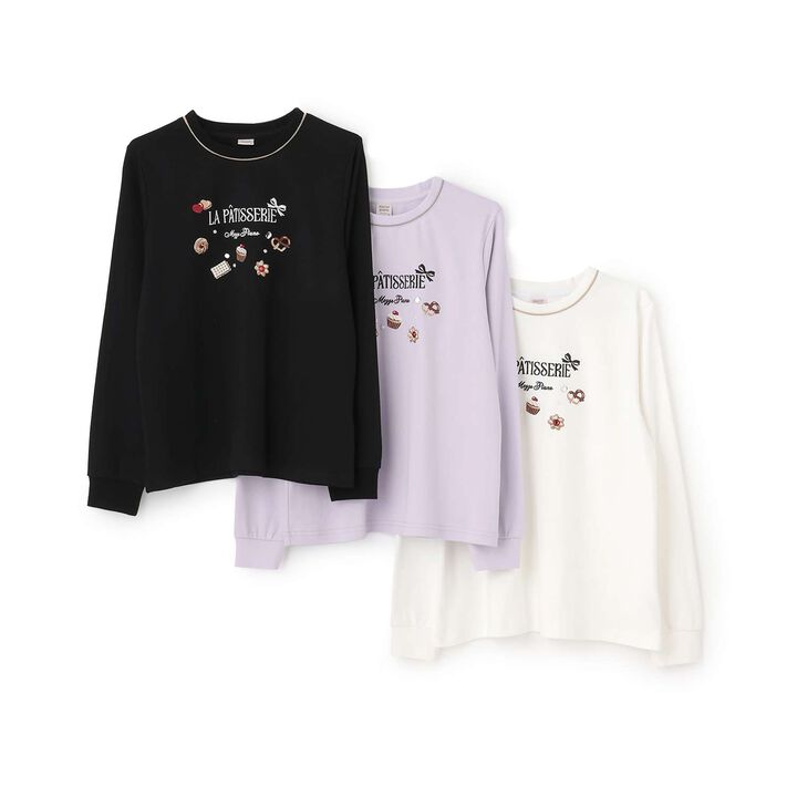 Chocolate Sweets Embroidery Long-Sleeve Shirt,Off white, medium image number 6