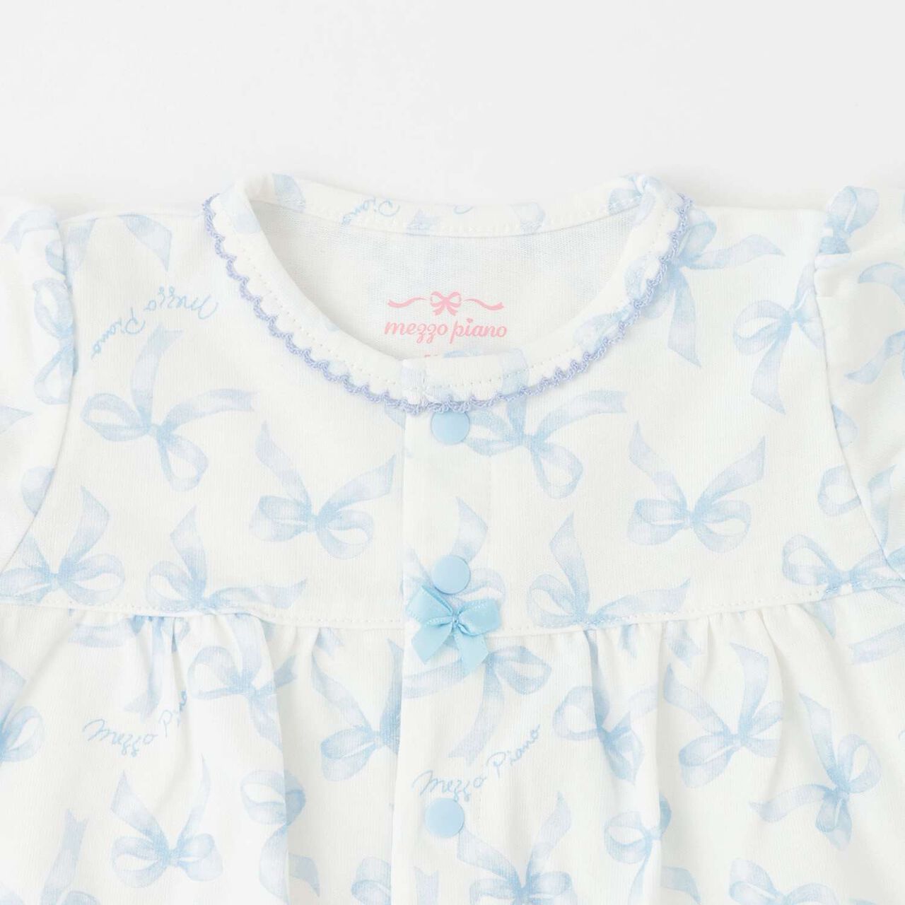 [Box Included] Ribbon Pattern Short-Sleeve 2-Way All-in-One & Bib Set,Sax blue, large image number 3