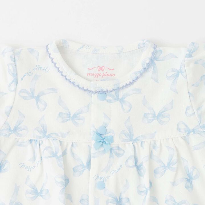 [Box Included] Ribbon Pattern Short-Sleeve 2-Way All-in-One & Bib Set,Sax blue, medium image number 3