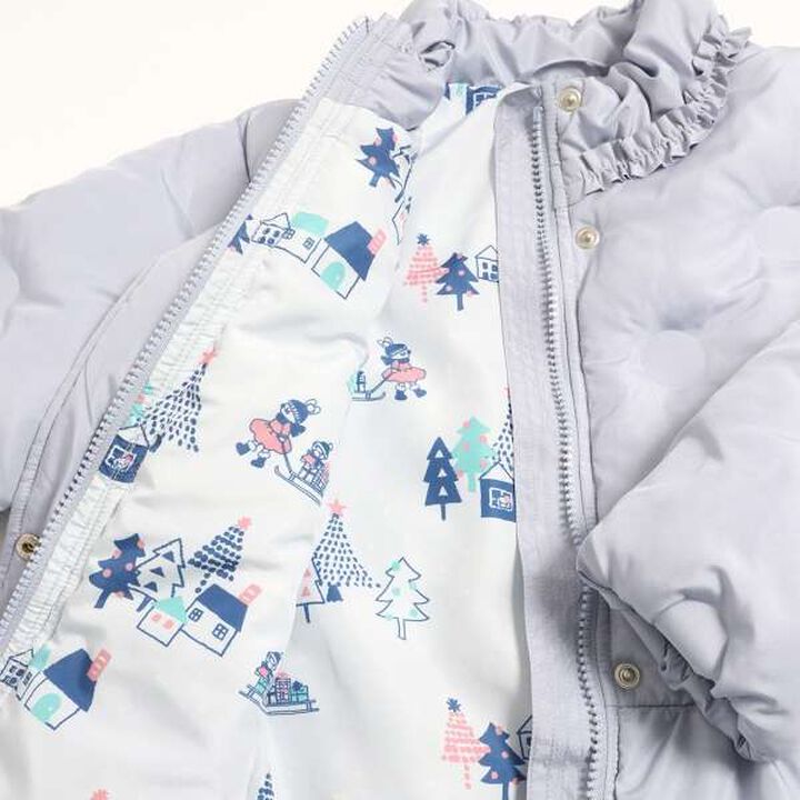 KP Polka Dot Embossed Padded Coat (90-130),Blue gray, medium image number 8