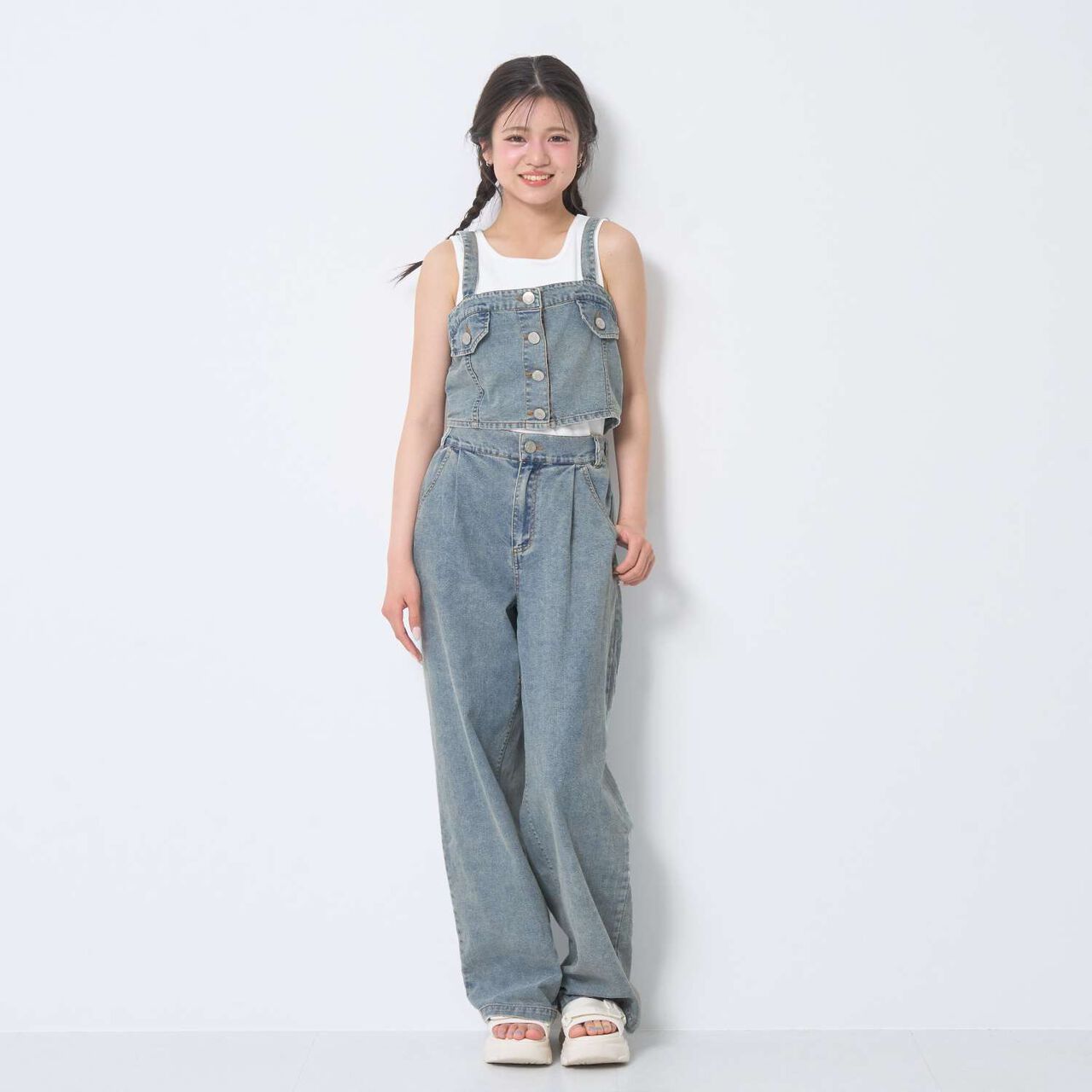 [LTXC / Cool Touch] Denim Pants and Bustier Set,Gray, large image number 1