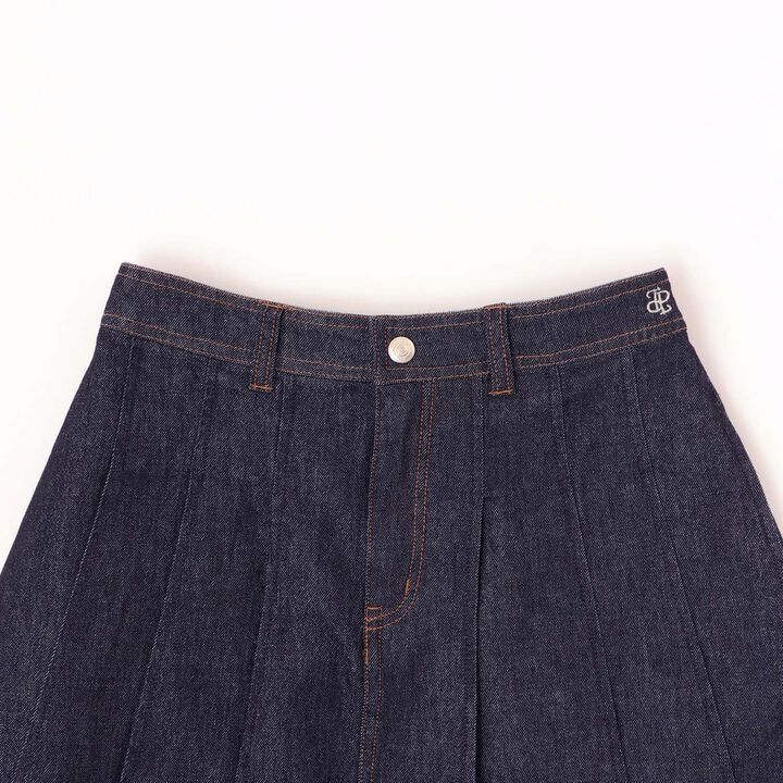 Lame Denim Skirt,Navy, medium image number 2