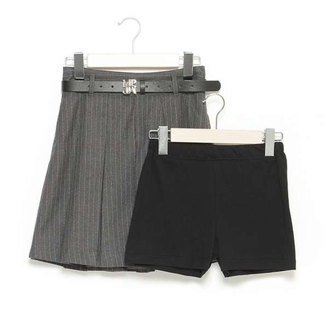 Manish Pleated Skirt with Logo Belt (Includes Spats),Gray, large image number 12