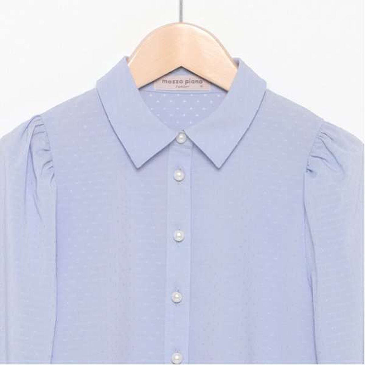 Pearl Button Bow Tie Blouse,Off white, large image number 10