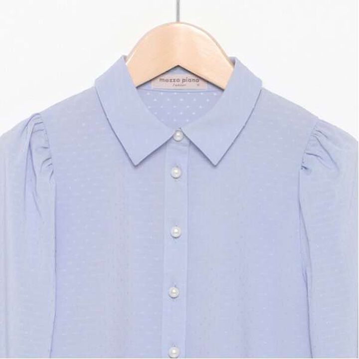 Pearl Button Bow Tie Blouse,Off white, medium image number 10