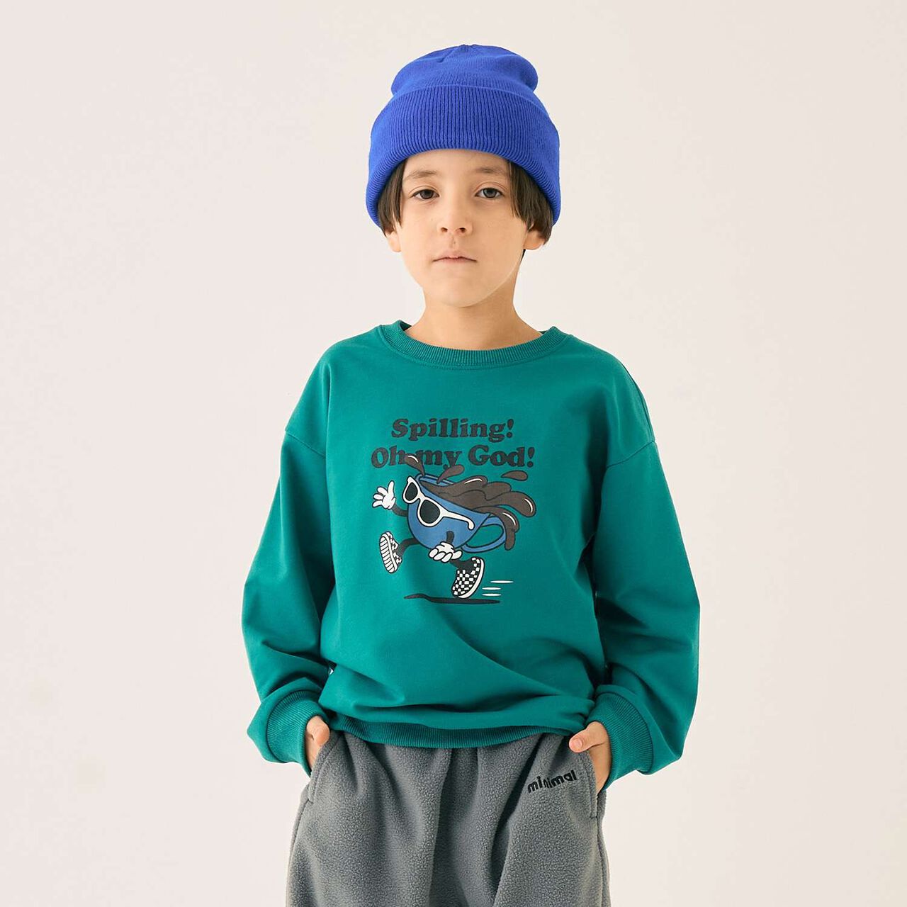 OMG Print Pullover,Blue green, large image number 0