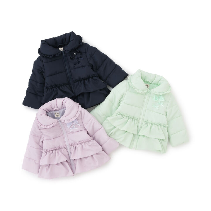 Frill Ribbon Padded Blouson,Light green, medium image number 11