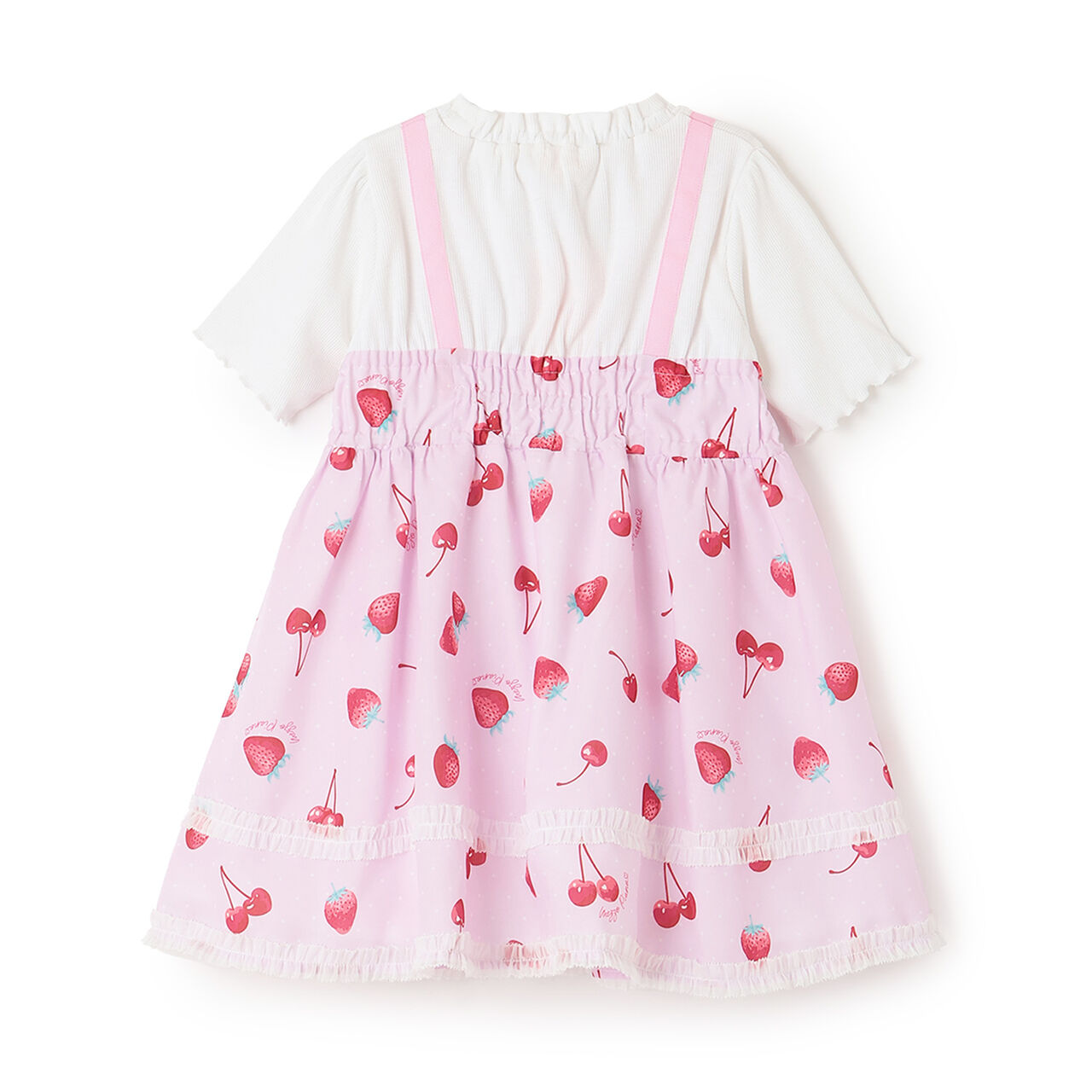 Strawberry Cherry Polka Dot Docking Dress & Bloomers Set,Off white, large image number 1
