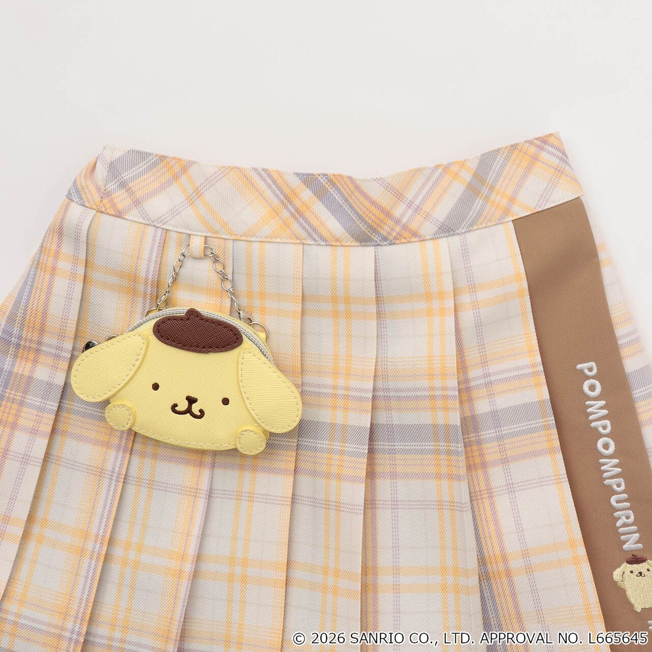 [Pompompurin] Pouch Check Pleated Skirt-Pants,Yellow, large image number 2