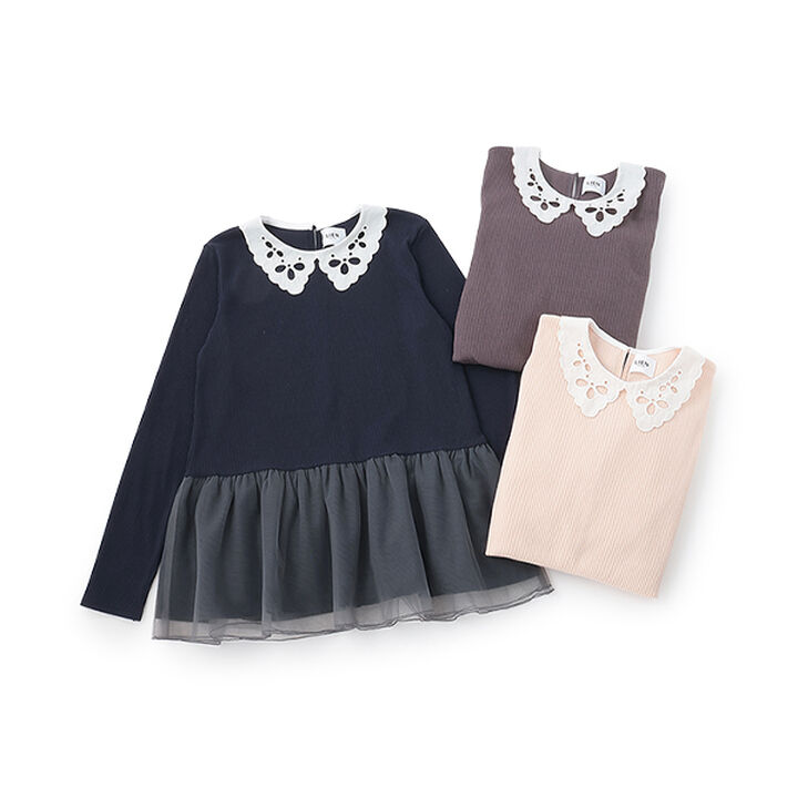 [Link] Lace Collar Tulle Tunic,Light pink, medium image number 8