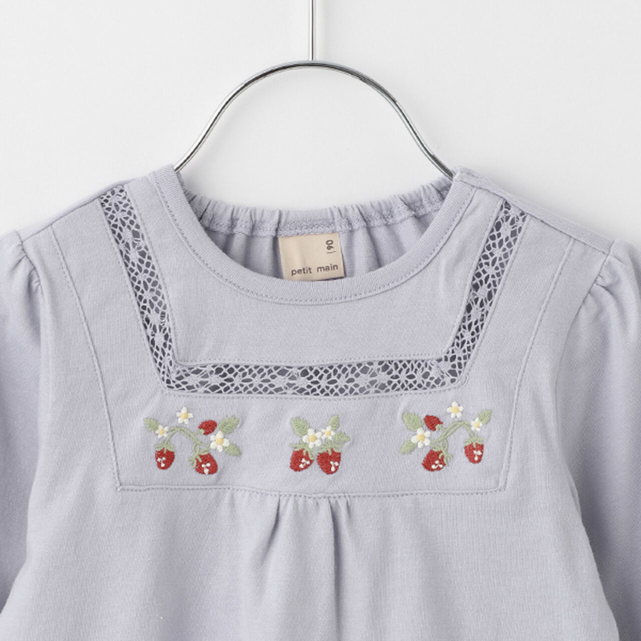 Strawberry Embroidery Long-Sleeve T-Shirt,Off white, large image number 2
