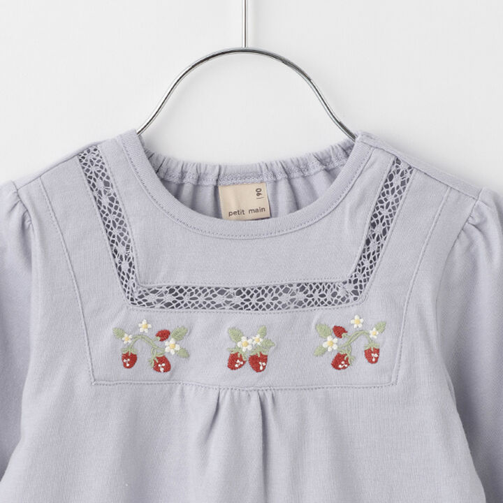Strawberry Embroidery Long-Sleeve T-Shirt,Off white, medium image number 2