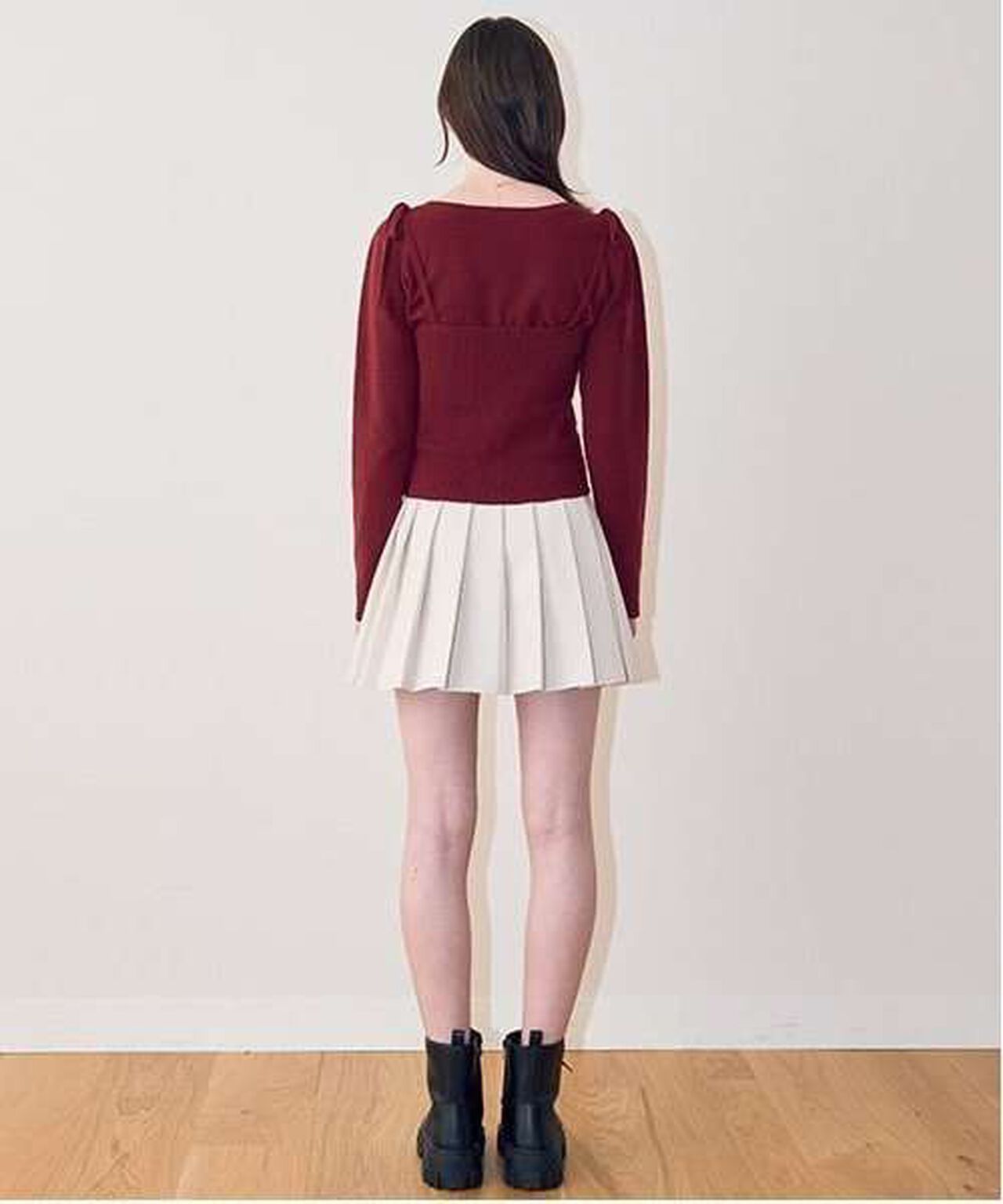 Faux Leather Pleated Skirt,Ivory, large image number 17