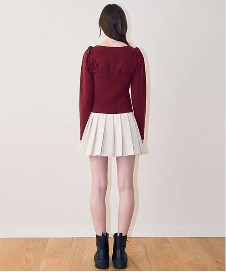 Faux Leather Pleated Skirt,Ivory, medium image number 17