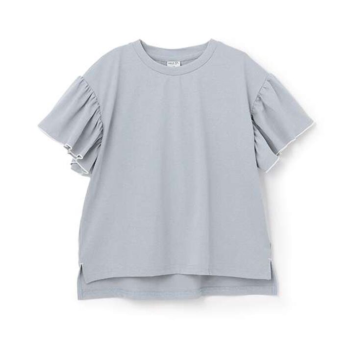 [Amphibious] Short-Sleeve Frill Pullover,Charcoal gray, medium image number 18