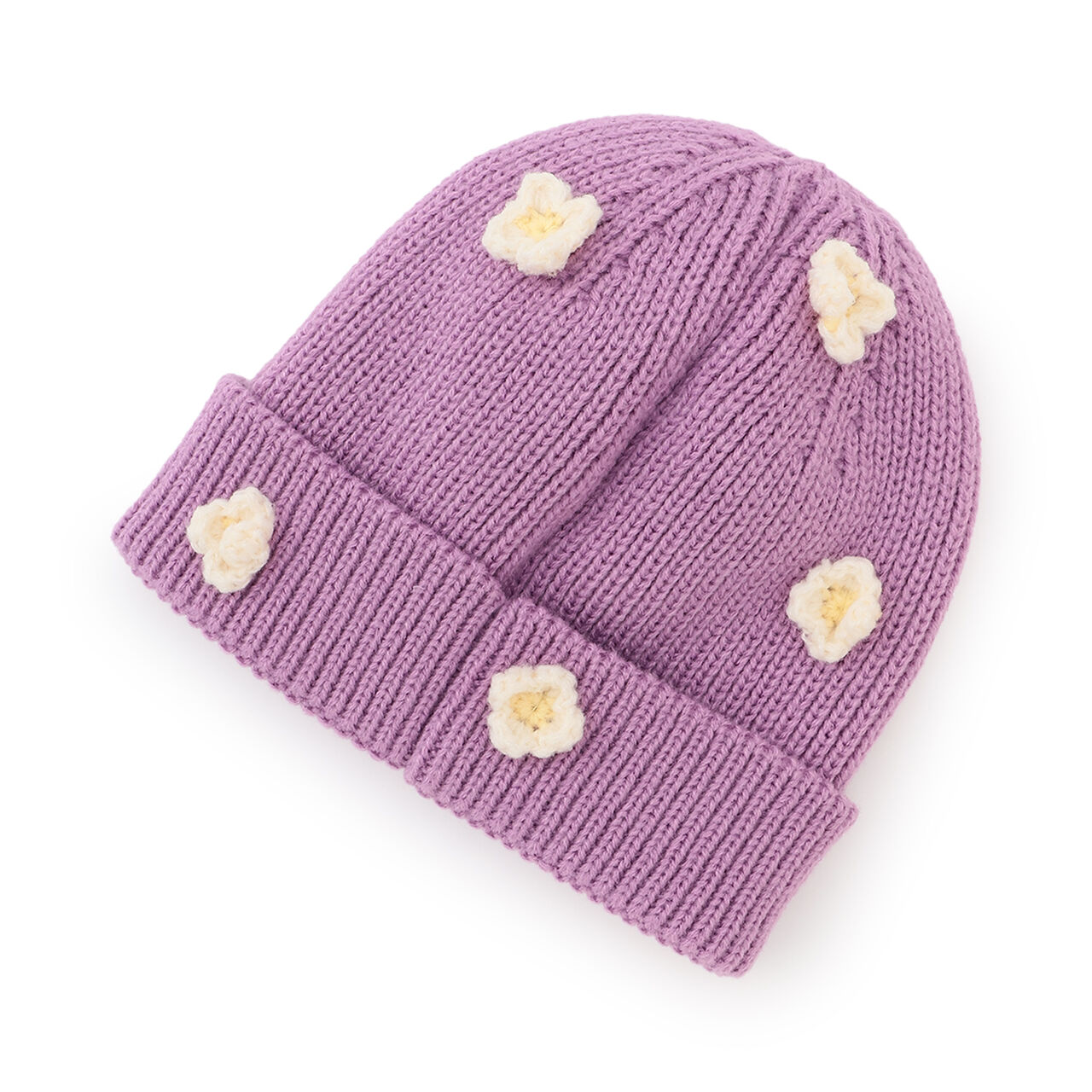 Flower Knit Beanie,Charcoal gray, large image number 4