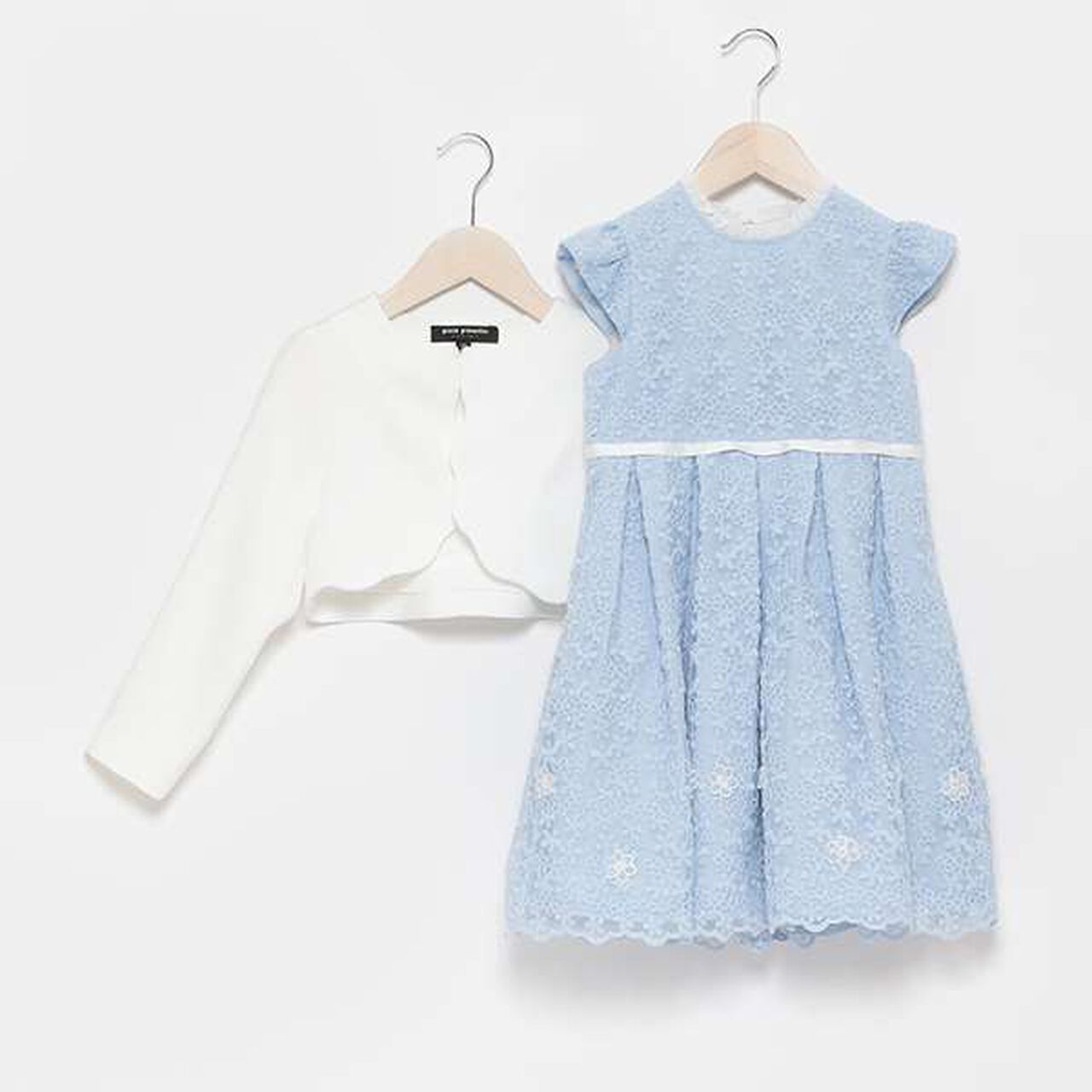 Kids Bolero Jacket + Lace Dress Set,Sax blue, large image number 12