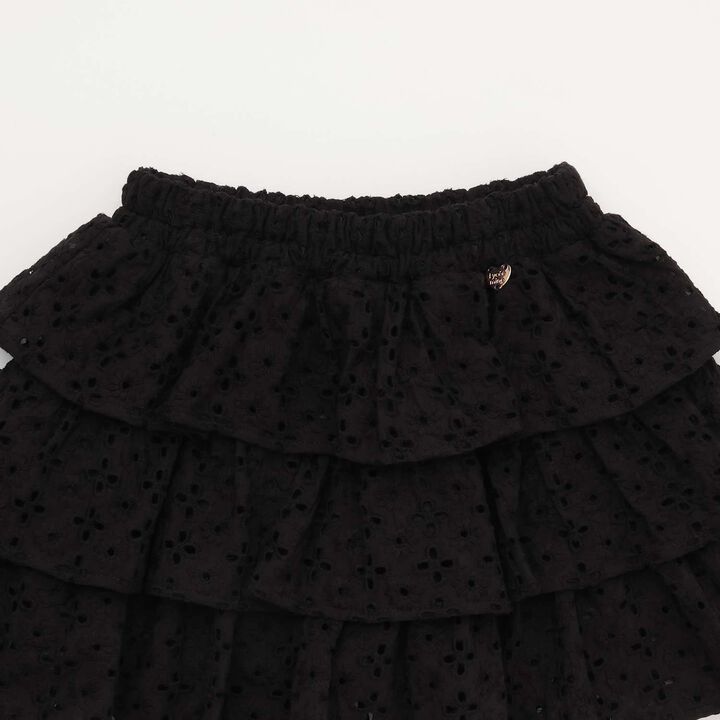 [100% Cotton] Cotton Lace Tiered Skirt with Inner Shorts [Kids Girls],Pearl white, medium image number 4