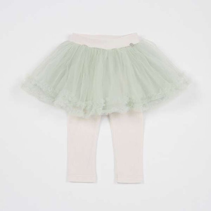 [Link] Tulle Skirt with Leggings (Kids),Light green, medium image number 0