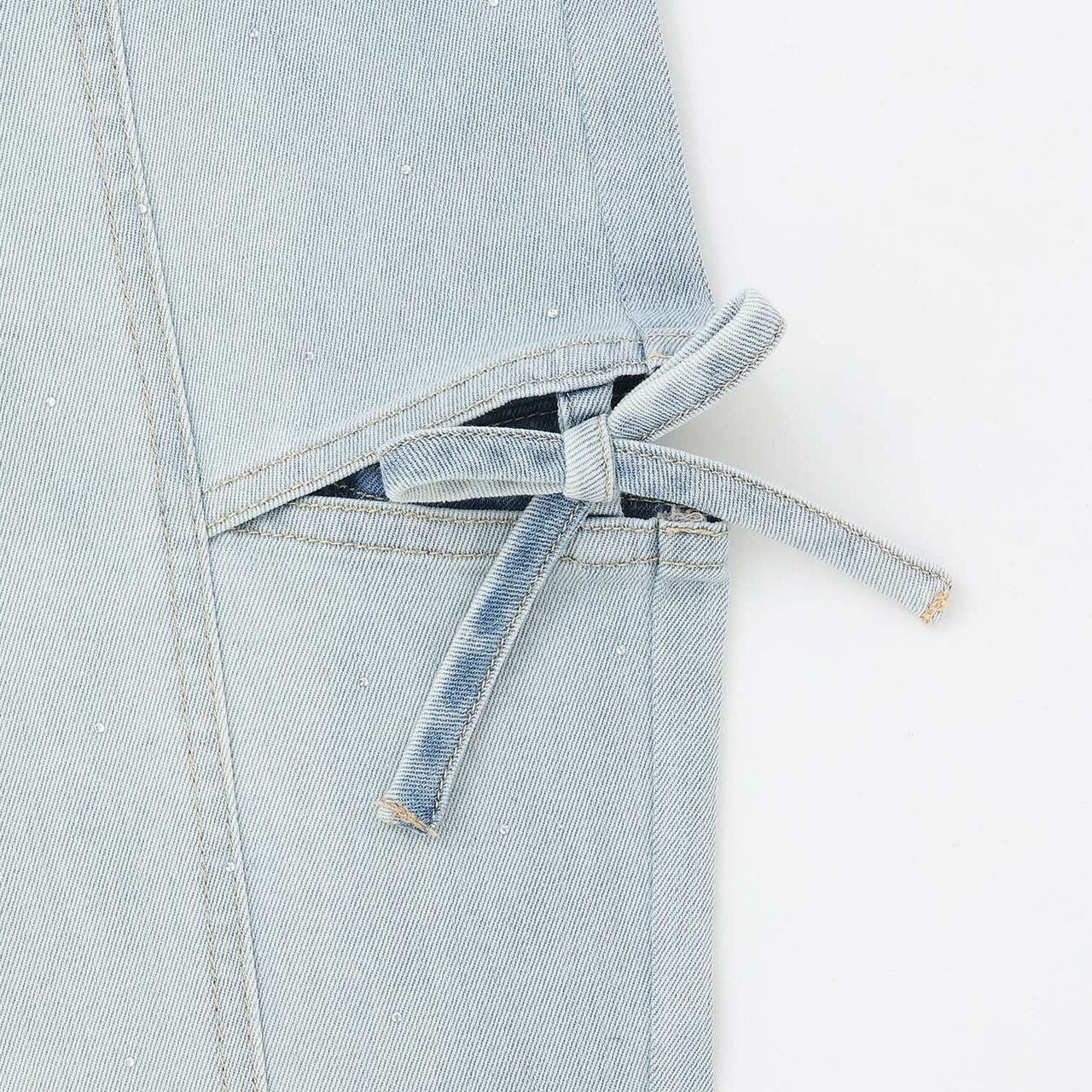 [Cool Touch] Sparkling Flare Denim Pants with Side Slits,Blue, large image number 8